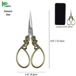 BIHRTC Small Crafting Scssors 4.5 Inch Stainless Steel Sharp Tip Sewing Scissors Embroidery Scissors DIY Tool Dressmaker Shears Scissor for Sewing Needlepoint Artwork Crochet Stitch Gold Scissors