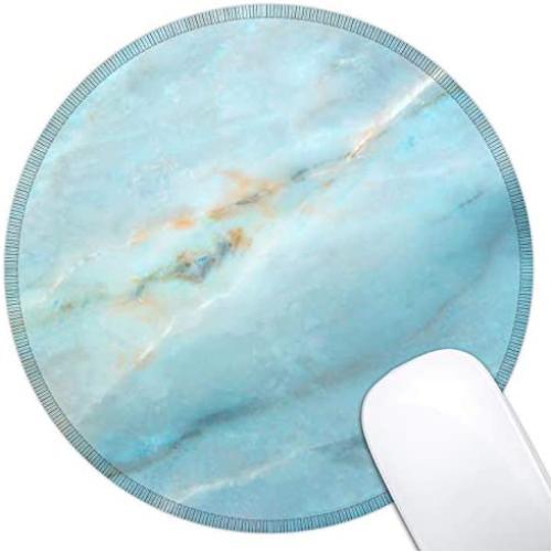 Dynippy Mouse Pad Gaming Mouse Pads Non-Slip Rubber Base Mousepad with Stitched Edge Round Mouse Mat for Desktops Computer Laptops （ Blue Marble ）