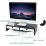 Monitor Stand Riser with Drawers,Desk Organizer with Keyboard Storage,Computer Accessories Sturdy Laptop Cellphone TV Printer Stand for Home & Office Use,22” Lx 10.6”W x 4.8”H,Black