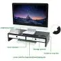 Monitor Stand Riser with Drawers,Desk Organizer with Keyboard Storage,Computer Accessories Sturdy Laptop Cellphone TV Printer Stand for Home & Office Use,22” Lx 10.6”W x 4.8”H,Black