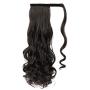 WOME Clip in Ponytail Extension Wrap Around Long Wavy Hair Dark Brown Color Fluffy Pony Tail 22 Inch Long Body Wave Magic Paste Heat Resistant Ponytail Black Hairpiece for Women