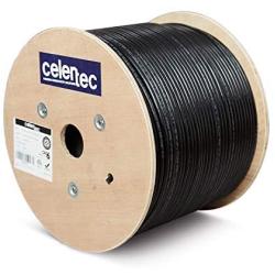 celertec CAT6 Outdoor Cable, 1000ft, 23AWG Solid Bare Copper, Unshielded Twisted Pair (UTP), UV Resistant, Weatherproof, Waterproof, CMX, ETL Listed, 550MHz, Bulk Ethernet Cable, Wooden Spool