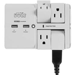 Hype Volt 90 Degree Wall Tap Swivel Surge Protector with 2 Usb Charging Ports