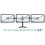 Mount-It! Triple Monitor Stand | 3 Monitor Stand Fits 19 20 21 22 23 24 Inch Computer Screens | Free Standing Base | Three Heavy Duty Full Motion Adjustable Arms | VESA Compatible