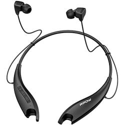 Mpow Jaws Gen5 Bluetooth Headphones 18H Playtime for Work from Home, V5.0 Wireless Neckband Headphones Online Teaching & Conference, Bluetooth Headset Call Vibrate & CVC6.0 Noise Cancelling Mic, Black