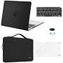MOSISO MacBook Air 13 inch Case 2020 2019 2018 Release A2337 M1 A2179 A1932,Plastic Hard Case&Bag&Keyboard Skin&Webcam Cover&Screen Protector Compatible with MacBook Air 13 inch Retina, Black