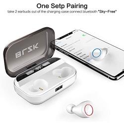 Wireless Earbuds 2020 Best Bluetooth Earbuds 5.0 Auto Pairing .Bluetooth Headset Built-in HD Noise Reduction Mic .3D Stereo Sound Earbuds Bluetooth Wireless Waterproof Touch Control for (White)