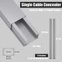 One-Cord Cable Concealer, 157in Cord Cover, PVC Wire Molding, Paintable Wire Channel to Hide a Single Power Cord, Speaker Wire or TV Cables in Home or Office - 10X L15.7in, W0.59in, H0.4in, CC03 Grey
