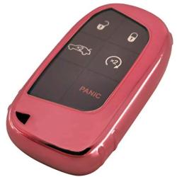 Coolbestda Plating TPU Full Protector Key Fob Remote Cover Case Shell Keyless Pouch for Dodge Durango GT Charger Challenger Jeep Grand Cherokee Compass Renegade Dart Journey Chrysler 300 Ram Fiat