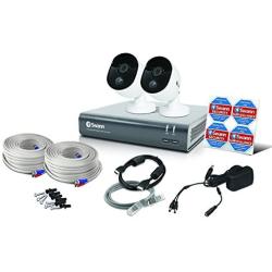 Swann Home Security Camera System, 4 Channel 2 Bullet Cameras, 1080p HD DVR, Indoor/Outdoor Wired Surveillance CCTV, Night Vision, Heat & Motion Sensing, Alexa + Google, 1TB Hard Drive, SWDVK-445802V
