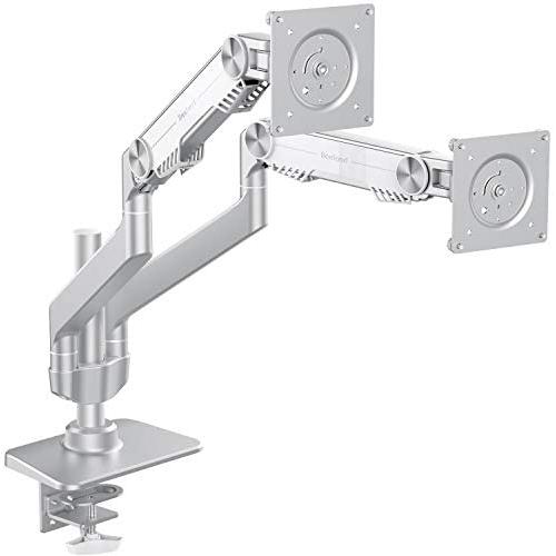 Bestand Premium Dual Monitor Stand - Dual Monitor Mount for LED LCD,Up to 17-27 Screen,Aluminum (Silver)
