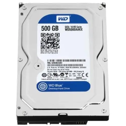 WD Blue 500GB Desktop Hard Disk Drive - 7200 RPM SATA 6 Gb/s 16MB Cache 3.5 Inch - WD5000AAKX
