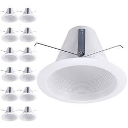 TORCHSTAR 12-Pack 6 Inch Recessed Can Light Trim, 5.51 Inch Air Tight Baffle Trim, Anti-Glare Self-Flanged Downlight Trim, for Max 75W PAR30, BR30, PAR38, BR40, A19 Bulbs & 6 Inch Housing Can