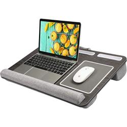 HUANUO Lap Desk - Fits up to 17 inches Laptop Desk, Built in Wrist Pad for Notebook, MacBook, Tablet, Lap Laptop Desk with Tablet, Pen & Phone Holder (Black Woodgrain, Big)