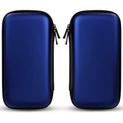 iMangoo Shockproof Carrying Case Hard Protective EVA Case Impact Resistant Travel 12000mAh Bank Pouch Bag USB Cable Organizer Earbuds Sleeve Pocket Accessory Smooth Coating Zipper Wallet Navy Blue