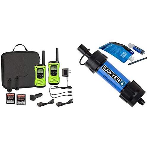 Motorola T605 Talkabout, 2 Pack Bundle & Sawyer Products SP128 Mini Water Filtration System, Single, Blue