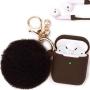 Filoto Case for Airpods, Airpod Case Cover for Apple Airpods 2&1 Charging Case, Cute Air Pods Silicone Protective Accessories Cases/Keychain/Pompom/Strap, Best Gift for Girls and Women (Brown)