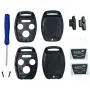 Key Fob Shell Case Fit for 4 Buttons Honda Accord Civic EX Pilot Keyless Entry Remote Car Key Housing Replacement with Free Screwdriver (Casing Only Without Blade) (Black pack 2)