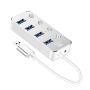 USB Hub 4 Port Multiple 3.0 Hub , GAGBK Portable High Speed USB Hub Splitter Box With ON/OFF Individual Switch / LED Light for Mac & PC , Computer Cables & Connector , USB Expander (Black / Silver Random ) (4 PORT)