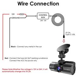 Vantrue 11.5ft Type C USB 12V 24V to 5V Dash Cam Hardwire Kit with Mini, ACS, ATO, Micro2 Add a Circuit Fuse Holders, Low Voltage Protection for N4, N2S Dash Cam