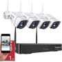 Security Camera System Wireless,Firstrend 1080P 8CH Wireless Home Security Systems with 4pcs 2MP Full HD Cameras 1TB HDD Night Vision Motion Detection Free App for Indoor Outdoor Video Surveillance