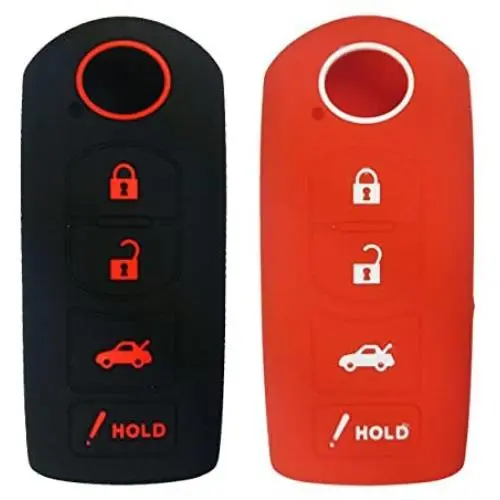 2Pcs Coolbestda Silicone 4buttons Smart Key Fob Remote Control Cover Case Protector Keyless Skin Jacket Bag for Mazda 3 6 CX-7 CX-9 MX-5 Miata Black Red 2Pcs Coolbestda Silicone 4buttons Smart Key Fob Remote Control Cover Case Protector Keyless Skin Jacket Bag for Mazda 3 6 CX-7 CX-9 MX-5 Miata Black Red