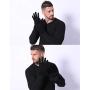 WaitingU Thicken Soft Knitted Texting Touch Screen Gloves for Smartphones PC Laptop Tablet Driving Skiing and Cycling Outdoor Gloves with Anti-Slip Design (A-Black)