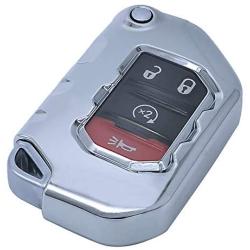Silver Soft TPU Key Fob Cover Case Remote Protector Holder Glove for 2018 2019 2020 2021 Jeep Wrangler JL JLU Gladiator JT Rubicon Sahara JLU