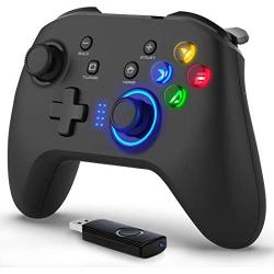 Forty4 Wireless Gaming Controller, Dual-Vibration Joystick Gamepad Computer Game Controller for PC Windows 7/8/10, PS3, Switch- Black