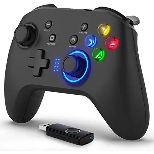 Forty4 Wireless Gaming Controller, Dual-Vibration Joystick Gamepad Computer Game Controller for PC Windows 7/8/10, PS3, Switch- Black
