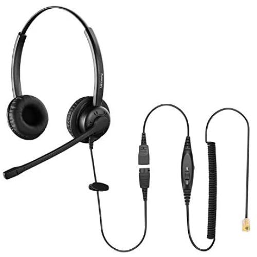 Sinseng rj9 Cisco Telephone Headset with Noise Cancelling Microphone for Cisco Jabra, RJ9 Headset for landline Desk Phones, Office Headphones with Volume Control for Call Center IP Phone