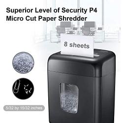 Shredder for Home Office, Bonsaii Micro Cut Paper and Credit Card Shredder, 8 Sheet Paper Shredder with 4 Gallons Transparent Window, Black (C206-D)