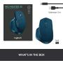 Logitech MX Master 2S Wireless Mouse – Use on Any Surface, Hyper-fast Scrolling, Ergonomic Shape, Rechargeable, Control up to 3 Apple Mac and Windows Computers (Bluetooth or USB), Midnight Teal