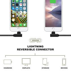 Right Angle iPhone Charger 5Pack 90 Degree Lightning Cable 3FT/6FT/10FT Long Nylon Braided iPhone Data Cable Wire Fast Charging Cord Compatible iPhone/iPad/iPod (Black White)