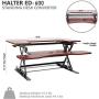 Halter Stand Up Desk Converter for Laptop, Dual Monitor and Laptop Riser Adjustable Standing Desk w/Cable Management & Keyboard Tray (Cherry)