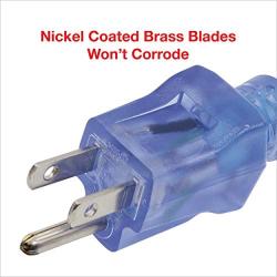 Clear Power 15 ft 3 Outlet Heavy Duty Extreme Cold Weather Engine Block Heater Outdoor Extension Cord 16/3 SJTW, -50°C with Flashing Power Light, Blue, 3 Prong Grounded Plug, CP10098