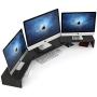 Tribesigns 3 Shelf Three Tier Monitor Stand Riser with Adjustable Length and Angle, Black