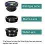 Phone Lens,by Ailun,3 in 1 Clip On 180 Degree Fish Eye Lens+0.65X Wide Angle+10X Macro Lens,Universal HD Camera Lens Kit for Mobile Phone,Cellphone,Smart Phone