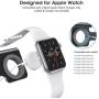 OMOTON Adjustable Apple Watch Stand, Triunity Charging Dock For iWatch, AirPod and iPhone 11/XR/XS/6/7/8 Plus/12 Pro Max, Original Apple Watch Magnetic Charging Cable Required, Black