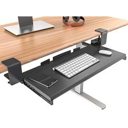 Clamp On Keyboard Tray Under Desk Storage - Ergonomic Desk Drawer Computer Keyboard Stand Under Desk Drawer - Under Desk Keyboard Tray Desk Extender - Office Keyboard Drawer Keyboard Stand for Desk