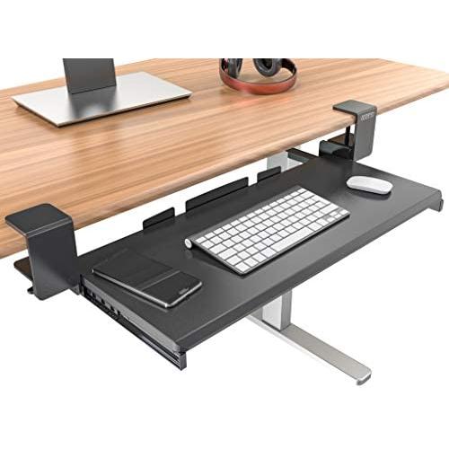 Clamp On Keyboard Tray Under Desk Storage - Ergonomic Desk Drawer Computer Keyboard Stand Under Desk Drawer - Under Desk Keyboard Tray Desk Extender - Office Keyboard Drawer Keyboard Stand for Desk