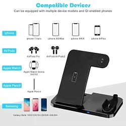 TaoHorse Wireless Charger, 4 in 1 Wireless Charging Station for iPhone 12/11/11 Pro Max/XR/XS Max/Xs/X, Wireless Charging Pad with iWatch Stand Pencil Holder for AirPods/AirPods Pro, iWatch 5/4/3/2/1