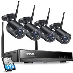 ZOSI 1080P Wireless Security Camera System, H.265+ 8 Channel 2MP CCTV NVR Recorder with Hard Drive 1TB and 4pcs 1080P Auto Match WiFi IP Camera Outdoor Indoor,Night Vision,Motion Alert, Remote Access