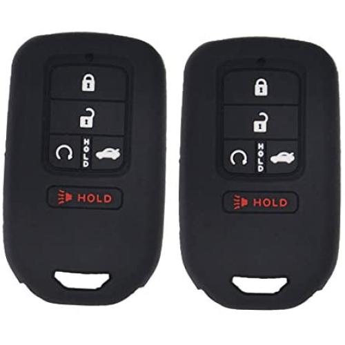 LemSa 2Pcs 5 Buttons Silicone Key Fob Cover Case Protector Holder for Honda Civic Accord Pilot CR-V Pilot EX EX-L 2019 2018 2017 2016 2015 A2C81642600,5 Buttons Smart Key Black