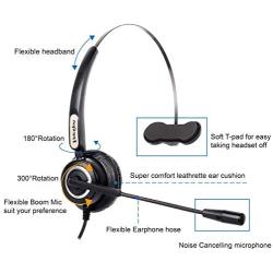 Hands-Free Headset with RJ9 Plug for Avaya 1608 9630 9640 9650 9620,GrandStream GXP-2130 2140 2160 Yaelink T20P T22P T26P T28P Phones