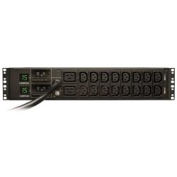 Tripp Lite Metered PDU, 30A, 18 Outlets (16 C13 & 2 C19), 208/240V, L6-30P, 12 ft. Cord, 2U Rack-Mount Power, TAA (PDUMH30HV) Black