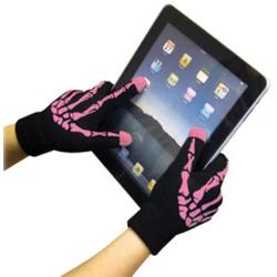 Boss Tech Products, Inc. BTP-GLV-SKLPNK Glow in The Dark Touch Screen Gloves for All Touch Screen Electronic Devices - Retail Packaging - Black/Pink