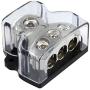 RKURCK 3 Way Power Distribution Block, 0/2/4 AWG Gauge in, 4/8/10 Gauge Out, Car Audio Stereo Amp Distribution Connecting Block for Audio Splitter (1x0GA+3x4GA)