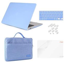 MacBook Air 11 Inch Case Bundle 5 in 1,iCasso Ultra Slim Plastic Hard Cover with Canvas Sleeve,Screen Protector,Keyboard Cover & Dust Plug for MacBook Air 11 Inch Model A1370/A1465 - Serenity Blue