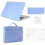 MacBook Air 11 Inch Case Bundle 5 in 1,iCasso Ultra Slim Plastic Hard Cover with Canvas Sleeve,Screen Protector,Keyboard Cover & Dust Plug for MacBook Air 11 Inch Model A1370/A1465 - Serenity Blue